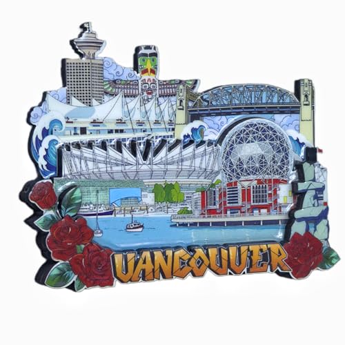 Imán de nevera decorativo de madera Vancouver Canadá miniatura 4