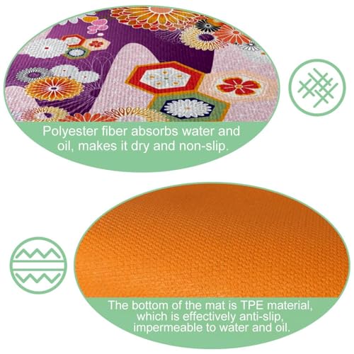 Alfombrillas de cocina VAPOKF para pasillo y cuarto de lavado tapete absorbente floral 6