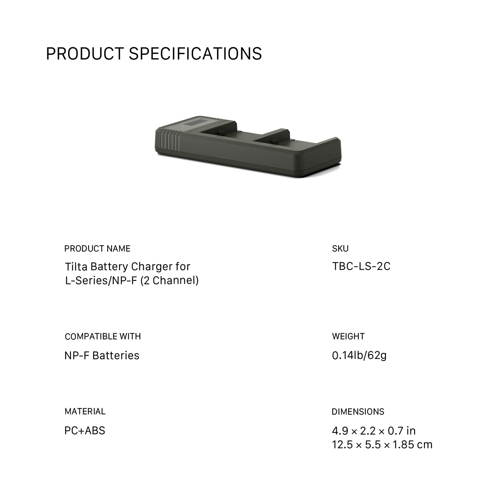 TILTA NP-F550 Lot de 2 batteries 3500 mAh et double chargeur LCD compatible avec les batteries Sony NP-F570, F550, F750, F770, F930, F950, F960, F970, lampes LED, moniteurs et Nucleus M II TBC-LS-A-GN