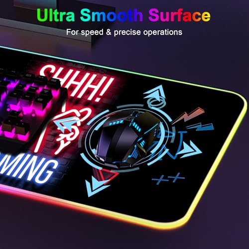 Tapis de souris de jeu RVB 80x30 cm à LED avec base caoutchouc antidérapante
