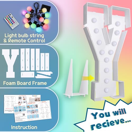 Image of Imprsv Colorful Marquee Letters 4 Feet Tall, Large Light up Letters Y