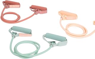 Set of 3 Foam TPR Resistance Bands, Pink Green Orange Light & Medium Tension Exercise Bands for Yoga, Pilates, Home Fitness & Physical Therapy