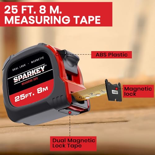 Cinta Métrica Retráctil 25ft/8M con Gancho Magnético Sparkey miniatura 2
