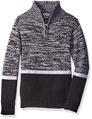 Calvin Klein Boys' Half Zip Sweater, Black/Grey/White 4024, 14-16