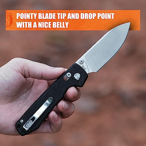 Image of Vosteed Raccoon EDC Knife, Lightweight Folding Pocket knife with Clip for Men and Women, Sharp Crossbar Lock Knife with 3.25 inch Sandvik 14C28N Steel Blade, Micarta Handle for Camping, Hiking - A0504