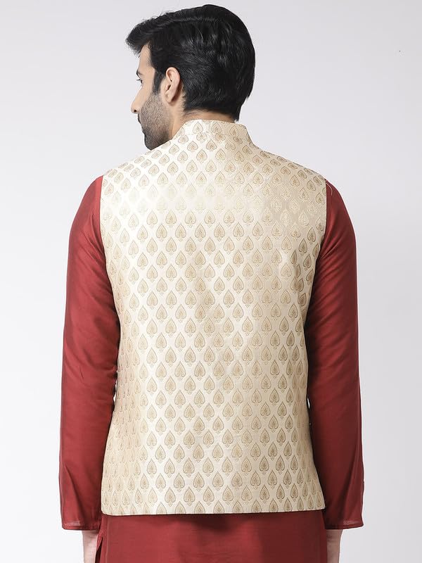 Image of Kisah Men's Silk Blend Embroidered Sherwani Set Regular Fit | Wedding, Festive & Occasion Wear
