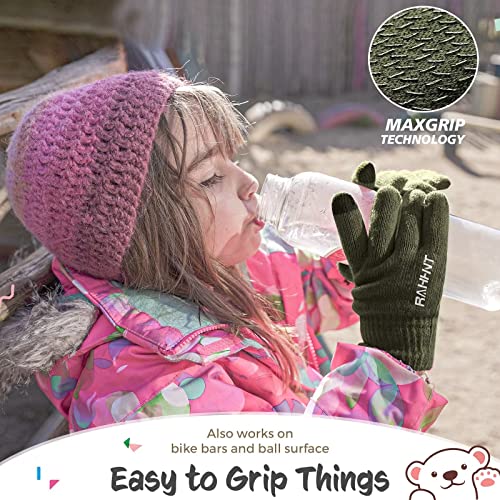 Image of Rahhint Kids Winter Gloves for Boys Girls Children Toddler Thermal Wool Knit Gloves with Insulated Fleece Lining Keep Hand Warm Gift
