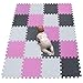YIMINYUER Esterilla Puzzle de Fitness 30x30x1cm Suelo de Gimnasio de Goma Espuma EVA Blanco Rosado Gris R01R03R12G301020