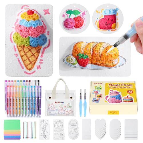 RuiHawk 75 Pcs Magic Foam Texture Painting Kit, Magic Puffy
