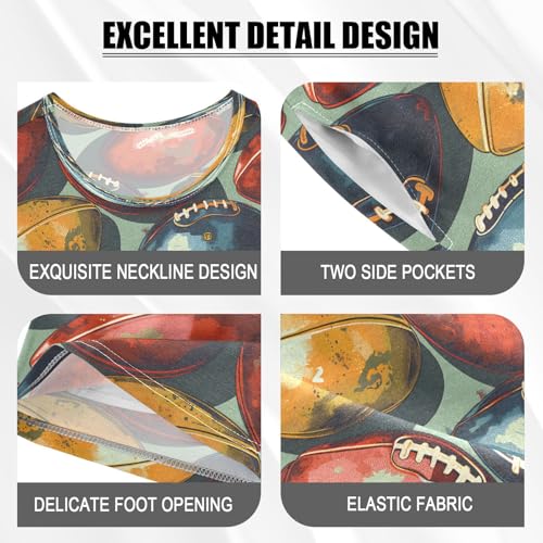 ALAZA Colorful American Football 3d Pajamas Set Short Sleeve Cotton Sleepwear Summer Pjs 2 Piece 5-14Y4