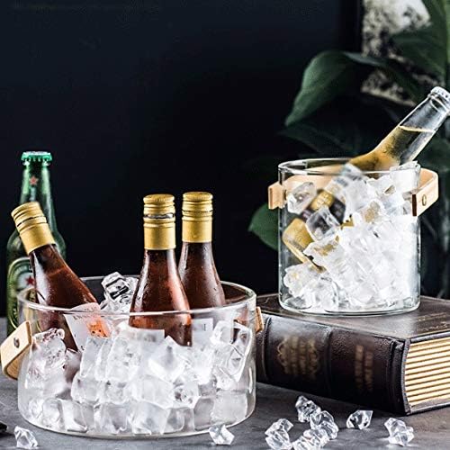 ice Bucket, Creative Glass Ice Bucket, Champagne Bucket for Bar Party, Transparent Thick Ice Bucket