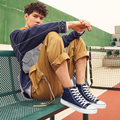 Image of hash bubbie High Top Canvas Sneakers Fashion Walking Shoes | high tops non slip on walking breathable casual comfortable lace up tennis shoes