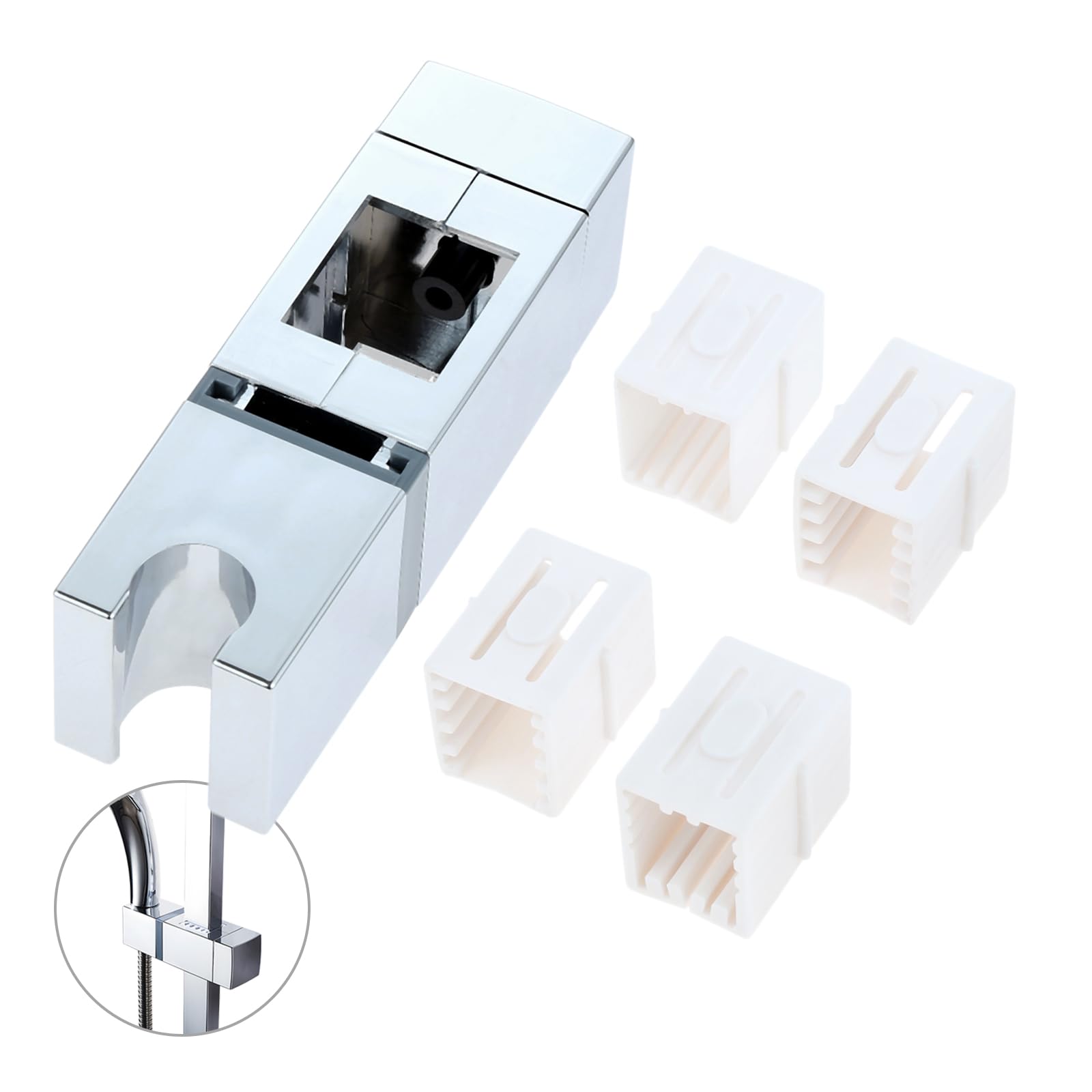 Bowarepro Adjustable Shower Bracket, No Removal Of The Shower Head Slider Rail Holder, 360°Adjustable Rectangular Shower Rails, Fits 4 Sizes (18X30, 22X22, 25X25, 30X15mm)