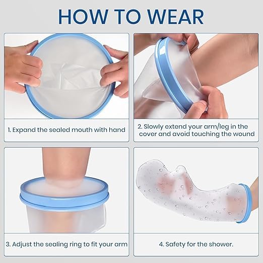 JAMBUVANTI Hand Cast Covers for Shower Arm, Waterproof Cast Cover Arm Adult, Soft Comfortable Cast Protector for Shower Arm, Reusable Elastic Cast Bag for Bandage 4