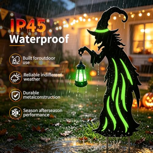 Image of VOOKRY 31.5 inchHalloween Witch Lantern Outdoor Decor,Solar Lighted Witch Stake