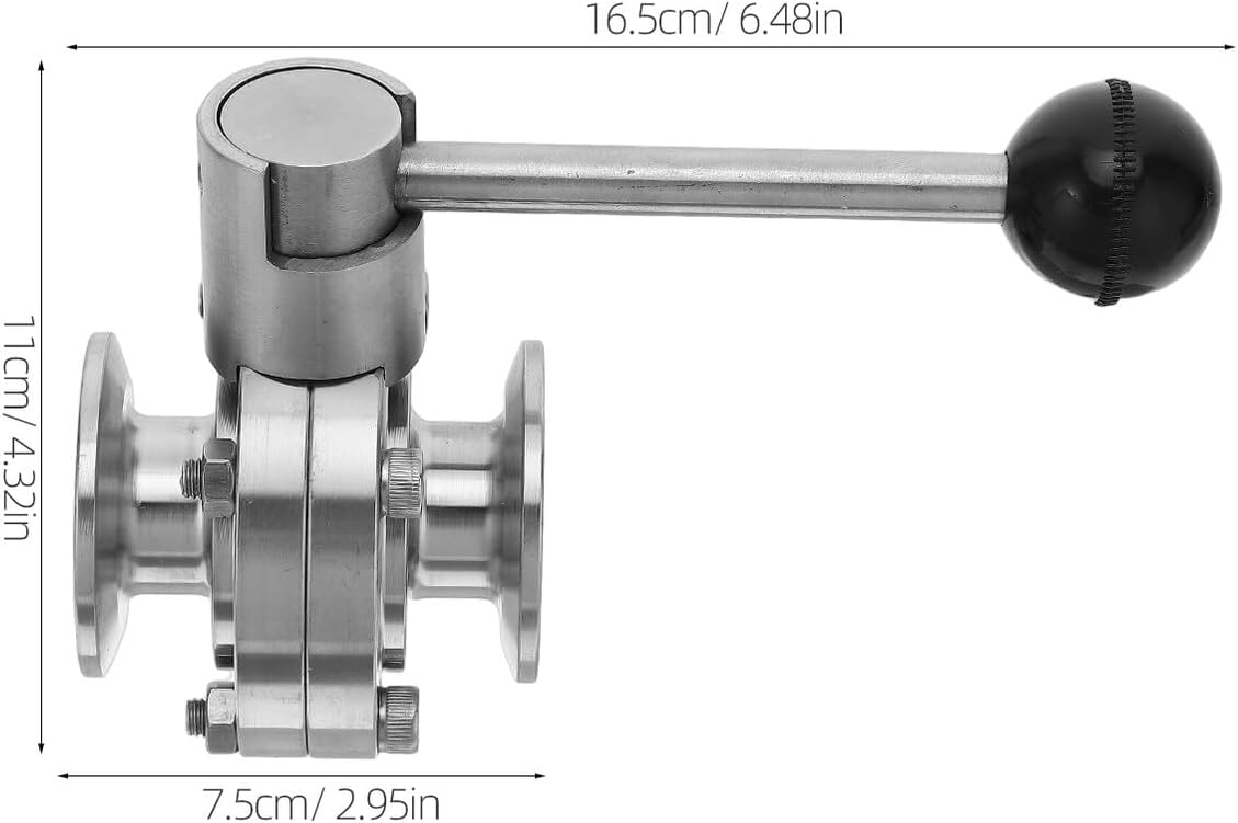 ERINGOGO Stainless Steel Sanitary Butterfly Valve 304 Grade Φ25 with Pull Lever Handle, Food Grade Sanitary Valve for Wine, Dairy, Beverage, and Water Systems
