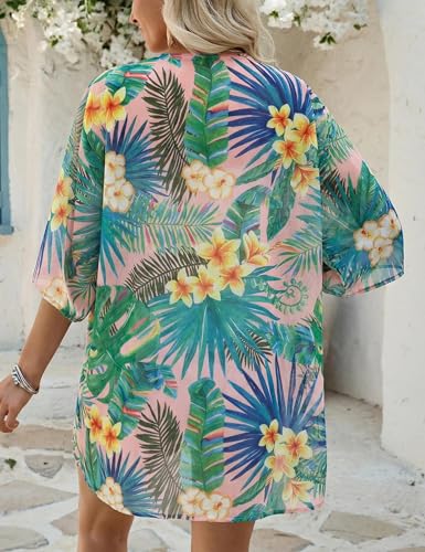 Image of Chunoy Women Floral Beach Wear Cover Up Chiffon Kimono Cardigan Open Front Blouse Beach Resort Wear for Swimwear 2026