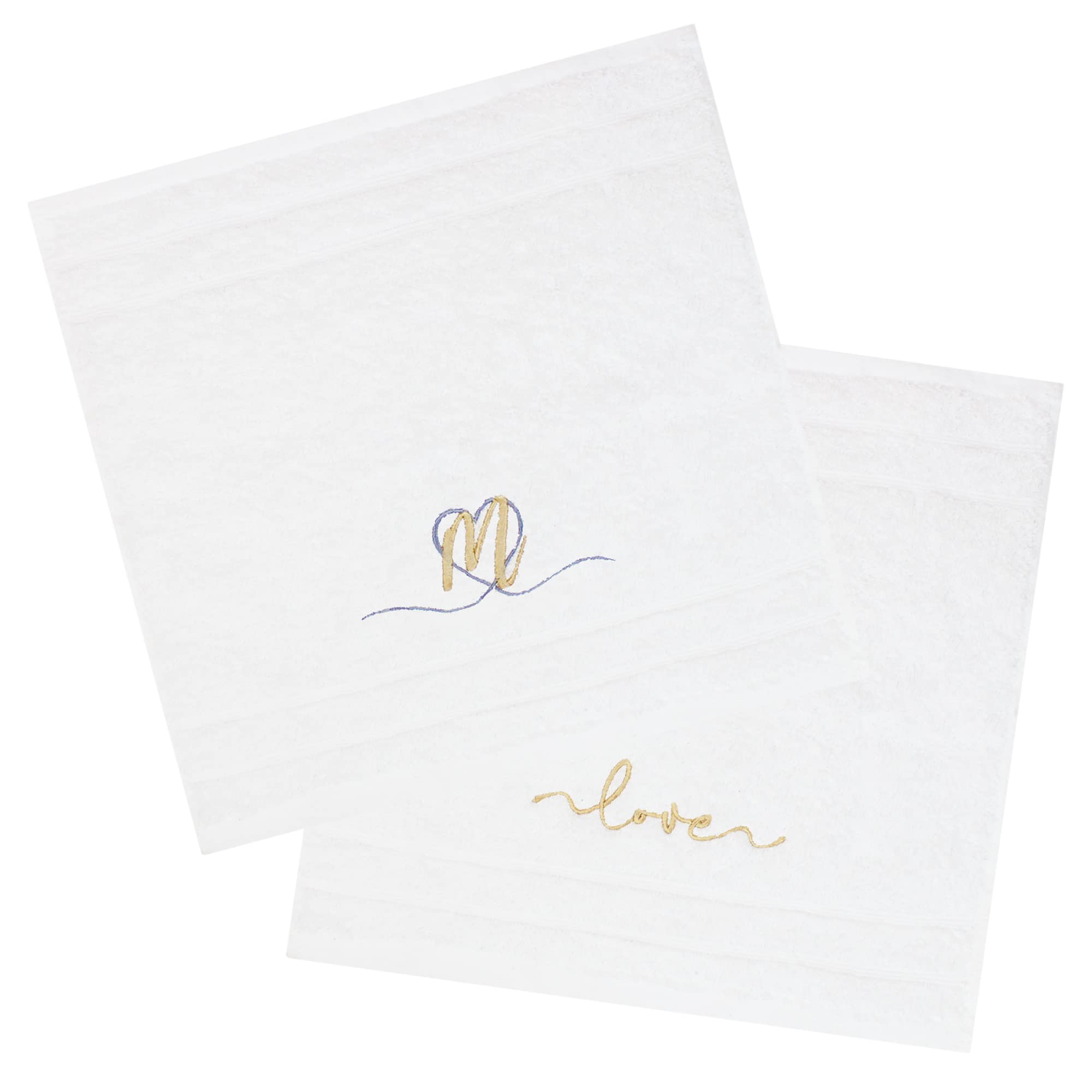 TeddyTs Personalised Initial and Love Heart Face Towel Set, 30x30cm