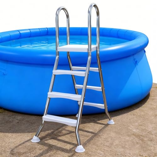 Escalera para piscina 3 peldaños doble cara acero inoxidable miniatura 1