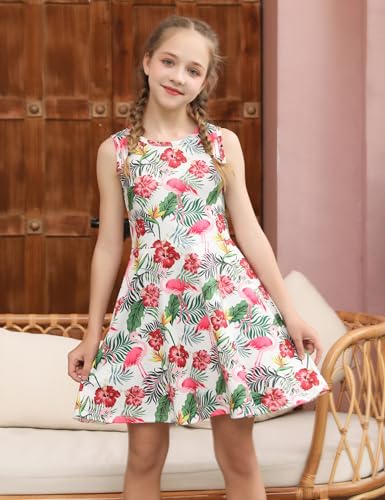 Ahegao Girl's Floral Sleeveless Dresses Kids One Piece Sundress for Casual School 4-13 Years Old2