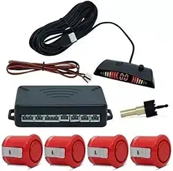 Sensor de Estacionamento Ré 4 Pontos Display Colorido 18mm Kit Para Carros Vans e Ultilitarios Cor Vermelho