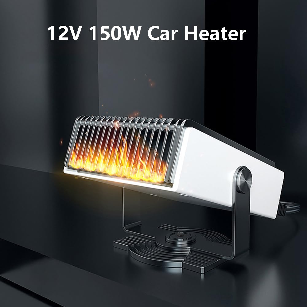 Riloer Ventola di riscaldamento e raffreddamento rapido 2 in 1 12 V 150 W per parabrezza con maniglia e accendisigari