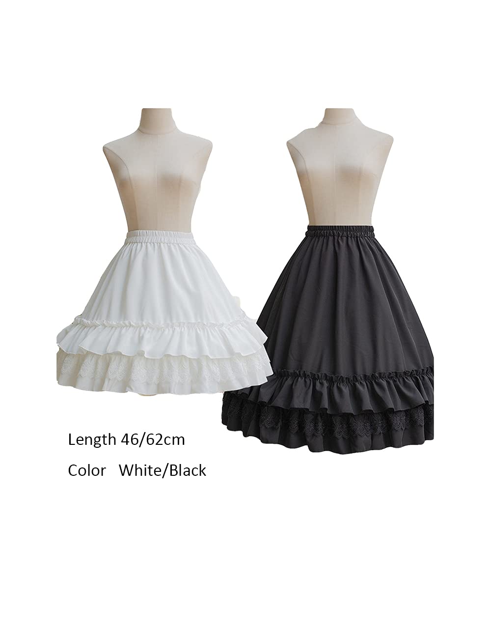 MYAYD Damen A-Linie Hoop Petticoat Unterrock Pannier Rüschen Chiffon Braut Kurz Crinoline für Lolita Ballkleid