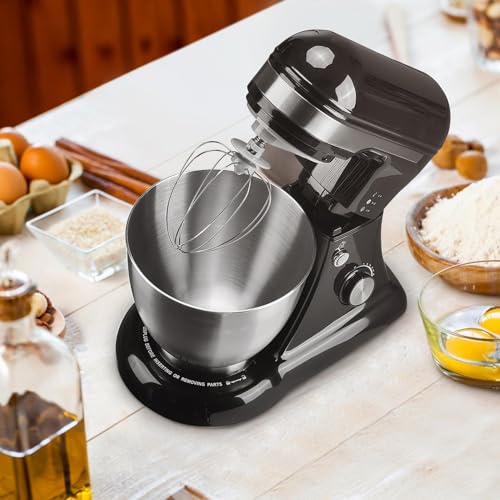 Image of 5QT Stand Electric Mixer, 12-Speed Kitchen Mixer with Tilt-Head, Stainless Steel Bowl Dough Mixer, Egg Whisk, Dough Hook & Beater Included, Idea for 3-5 Family,Black
