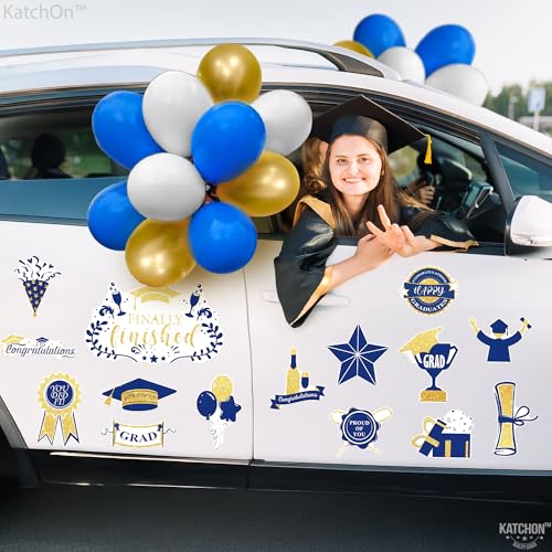 Image of KatchOn, Blue and Gold Graduation Car Magnets with Balloons - Pack of 45 | Car Graduation Decorations Class of 2026 | Car Magnet Decorations for Parade, Car Decorations for Graduation Decorations 2026