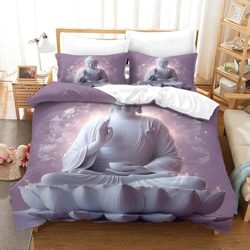 Housse de couette Bouddha 135x200 microfibre lit single pour adulte - 3