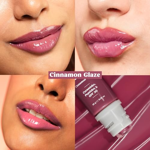 Image of RENEE Juicy Fix Tinted Lip Balm- Cinnamon Glaze | Shiny, Glossy Finish | Protects Lips With SPF 30 | Repairs & Nourishes Dry, Flaky Lips | With Peptides, Ceramides & Hyaluronic Acid | 10 g