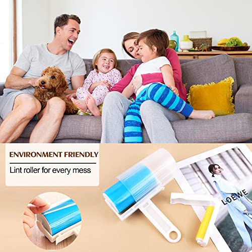 6 Stück Wiederverwendbare Waschbare Fussel-Rolle Klebrige Abwaschbar Staub Fusselrolle Faltbare Sticky Roller Portable-Lockenwickler mit Abdeckung für Saubere Möbel, Teppiche, Kleidung