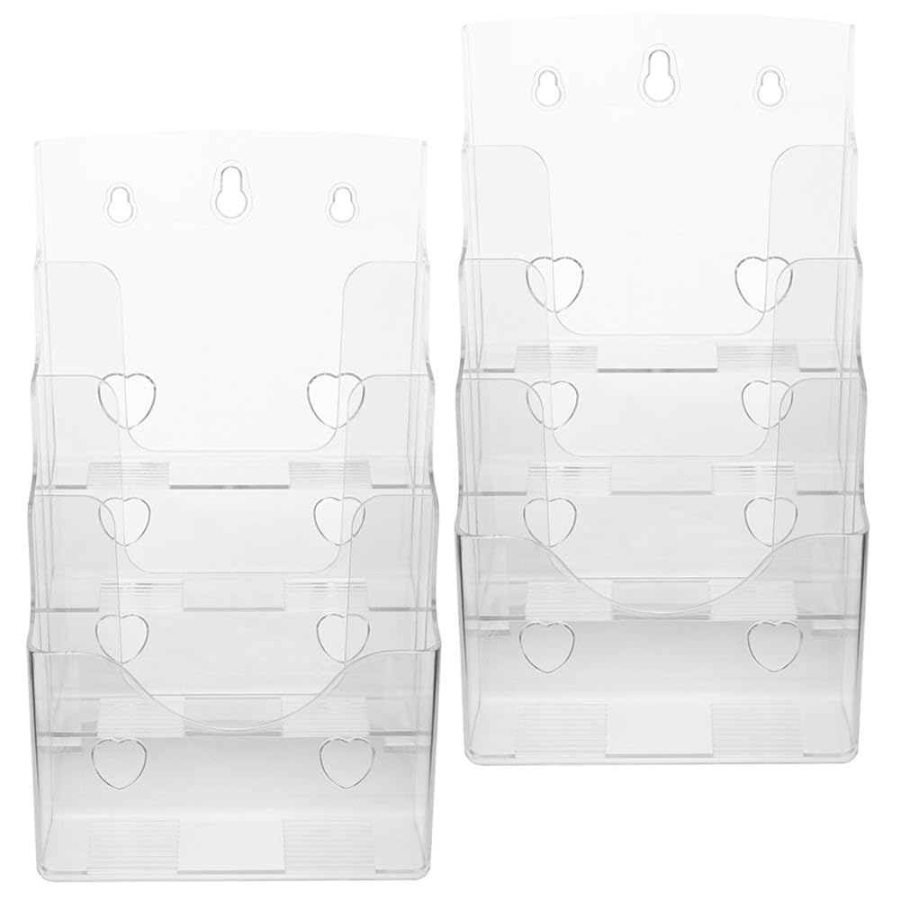 Jnchdghwa 2pcs A5 Acrylic Brochure Display Stand Rack Magazine Organizer Plastic Literature Rack
