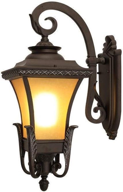 ウォールライト工業用、ヨーロッパアルミニウム屋外ウォールライト、モダンクリエイティブガラスランタン防水壁取り付け用燭台、アールデコ風