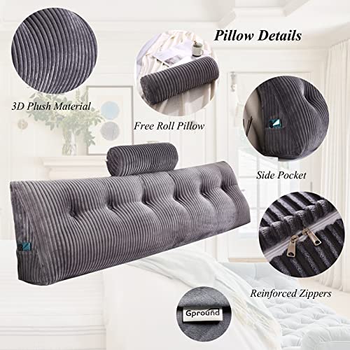 Gpround Wedge Headboard Pillows + Head Roll Pillow Bed Wedge Pillow For Headboard Large Bolster For Bed Rest Reading Pillows Backrest Pillows For Sitting In Bed #TOP2