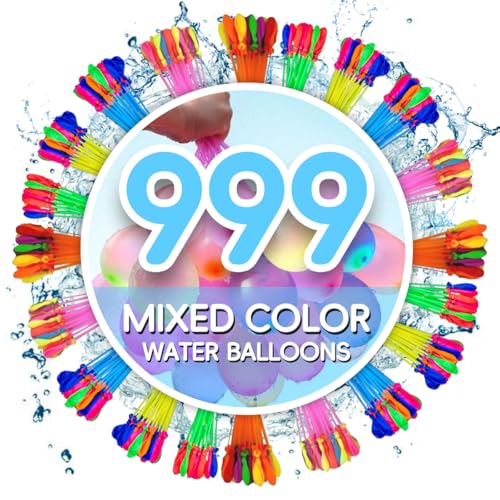 Viechoes 999 Globos de Agua Llenado Rápido en 60s, Globos Agua Autocierre, Kit Globos de Agua con 2 Adaptadores, Juegos de Agua para Adultos, para Fiesta de Verano y Piscina