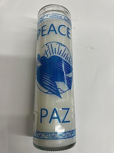Peace (Paz) Unscented White Pillar Candle in Glass