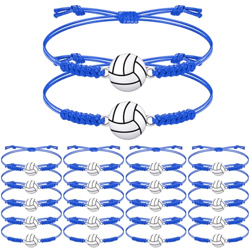Jadive 20 Pieces Volleyball Charm Bracelets Bulk Volleyball Team Gifts Adjustable Sports Coaching Supplies Players Decorations for Women Men Coach
