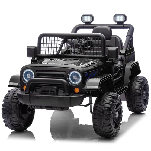 LEADZM Voiture véhicule électrique Enfant 12 V - télécommande parentale fournie avec Télécommande 2.4G, 2 Portes avec MP3 (Noir 1)