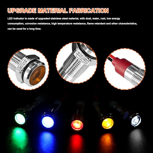 5PCS 6MM Lámpara Indicadora LED Amarilla 12-24V miniatura 3