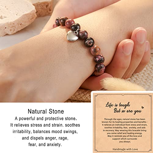 HGDEER Get Well Soon Gifts, Natural Stone Amethyst Bracelet for Women Men2