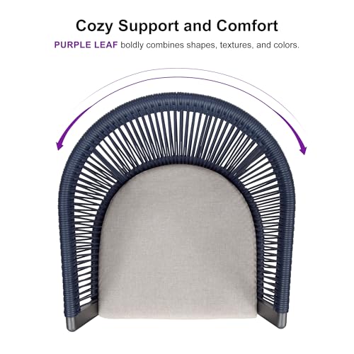 Image of PURPLE LEAF Outdoor Dining Set for 4 with Cushions PE Rattan Grey