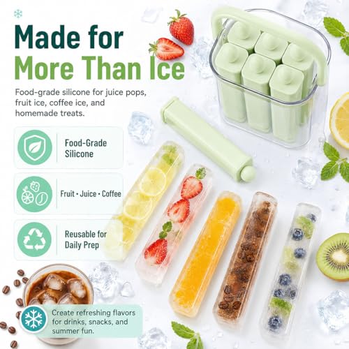 Molde de hielo de silicona con tapa y caja, 12 unidades miniatura 6