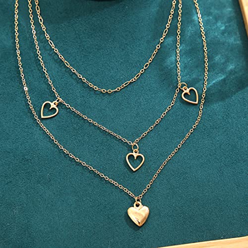 Layered Necklace with Plated Hearts