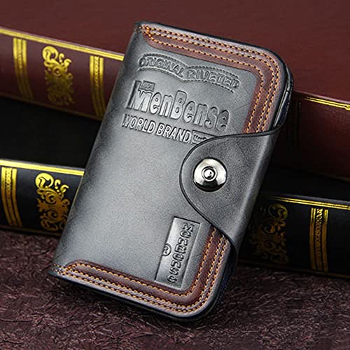 Men PU Leather Short Coin Purse Trifold Wallet Men's Clutch Money Bag Coin Purses Card Holders(Brown)4