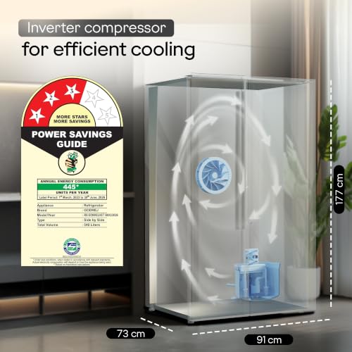 Image of Godrej 540 L 3 Star 5 Years Comprehensive Warranty 4 Intelligent Modes|Toughened Glass Door|Frost Free SBS Inverter Refrigerator(2026 Model, RS EONVELVET 580C RID OP BK, Opera Black, 52141501SD03653)
