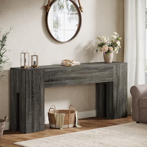 Image of Tribesigns 71-Inch Long Console Table for Entryway, Farmhouse Sofa Console Behind Couch, Entry Table for Hallway, Foyer, Living Room, Gray