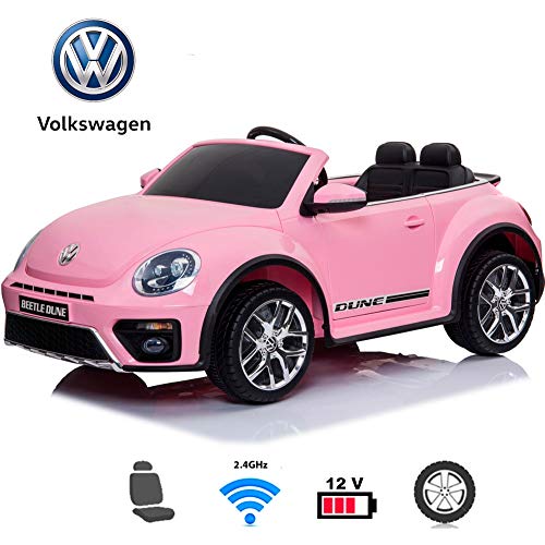 BC BABY COCHES Coche eléctrico para niños - Volkswagen Beetle Dune Coche con Batería 12v, Mando para Padres, Ruedas EVA, Asiento Polipiel (Rosa)