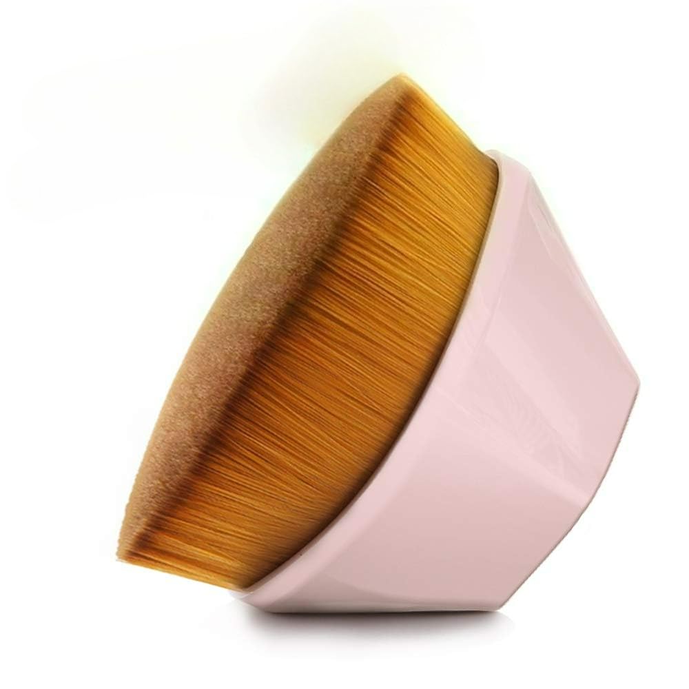 Foundation Makeup Brush Hexagon Face Blush Liquid Powder Foundation Brush for Blending Liquid, Cream or Flawless Powder Cosmetics with Bonus Protective Case (PINK)