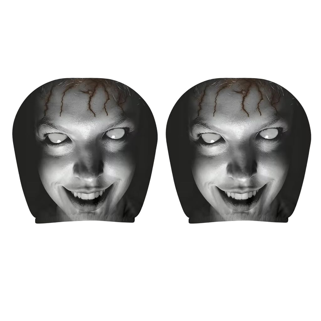 Elnwnnkc Universally Automotive Headrest Covers Soft Polyester Fabric with Funny Cartoon Print Headrest